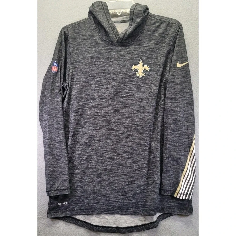 Nike Tee New Orleans Saints Training Light Hoodie Men Size Small NFL LS  #620413